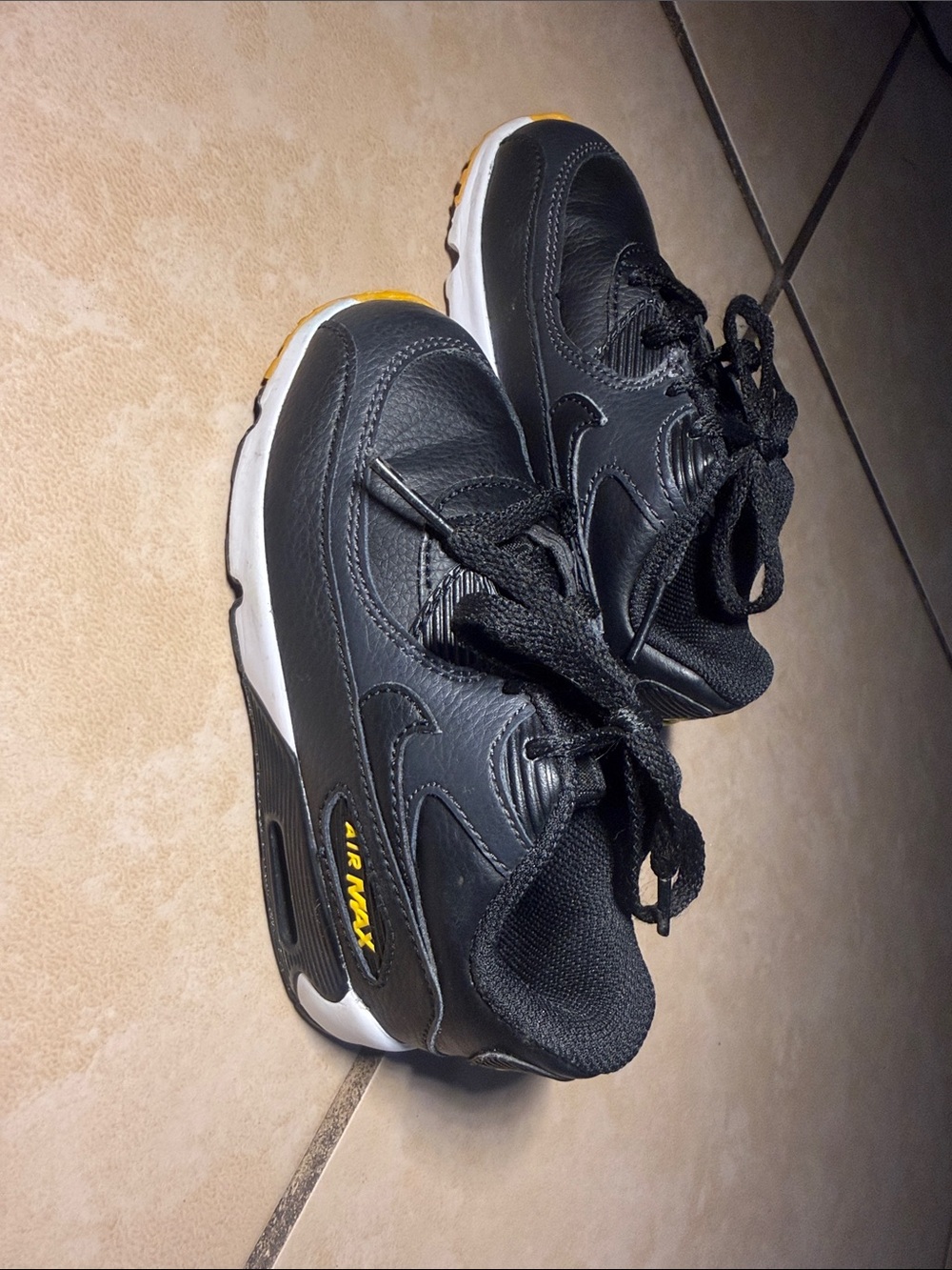 Nike Kids Black and Yellow Air Max Low-Top Sneakers